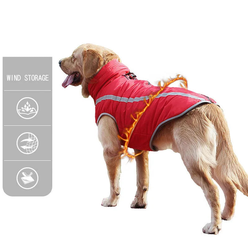 Waterproof Dog Clothes for Large Dogs Winter Warm Big Dog Jackets Padded Fleece Pet Coat Safety Reflective Design Dog Clothing Boutique Gadgets