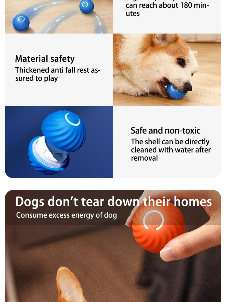 Dog Toys Intelligent Gravity Jump Ball Rechargeable Bite-Resistant Rolling Ball Cat And Dog Chase Interactive Pet Toys Boutique Gadgets