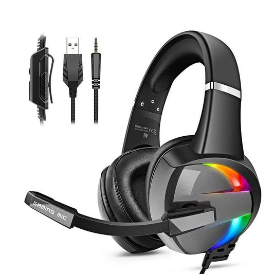 RGB Gaming Headset with Noise Canceling Microphone Surround Sound LED Headphones for PS5 PS4 Xbox One PC Laptop Mac Computer PC - Boutique Gadgets