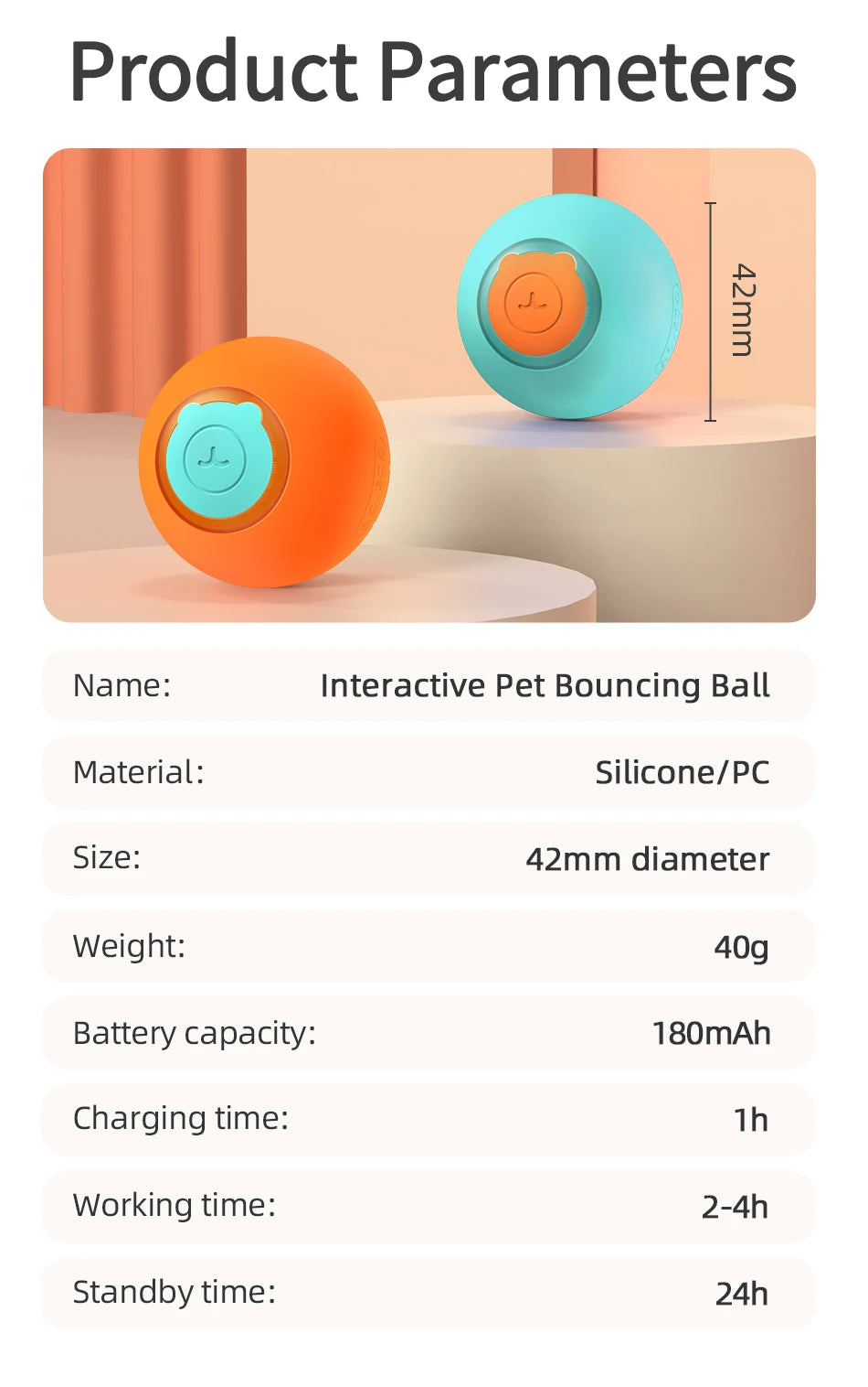 ROJECO Smart Pet Toys Cat Bouncing Ball Automatic Rolling Ball Interactive Training Self-moving Electric Toys Pet Accessories Boutique Gadgets