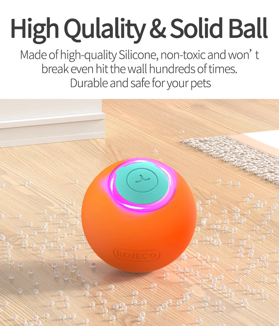 ROJECO Smart Pet Toys Cat Bouncing Ball Automatic Rolling Ball Interactive Training Self-moving Electric Toys Pet Accessories Boutique Gadgets