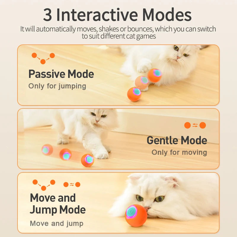 ROJECO Smart Pet Toys Cat Bouncing Ball Automatic Rolling Ball Interactive Training Self-moving Electric Toys Pet Accessories Boutique Gadgets