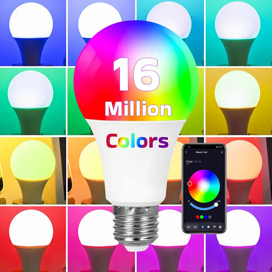 Smart Led Bulb Bluetooth Tuya RGB Light Bulb Phone APP Control AC220V Colorful Dimmable Light LED lamp For Bedroom Home Decor Boutique Gadgets