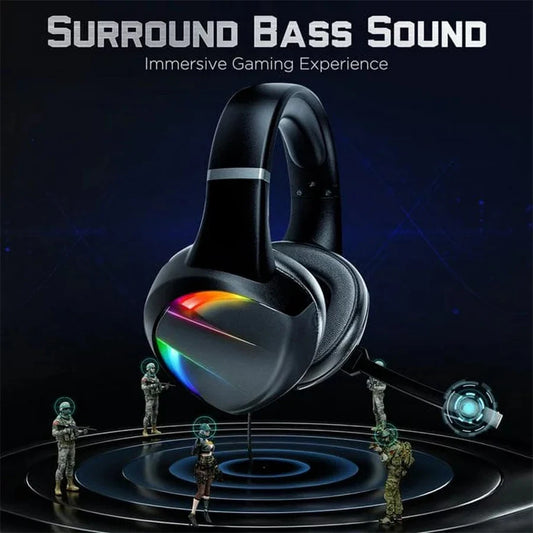 RGB Gaming Headset with Noise Canceling Microphone Surround Sound LED Headphones for PS5 PS4 Xbox One PC Laptop Mac Computer PC - Boutique Gadgets