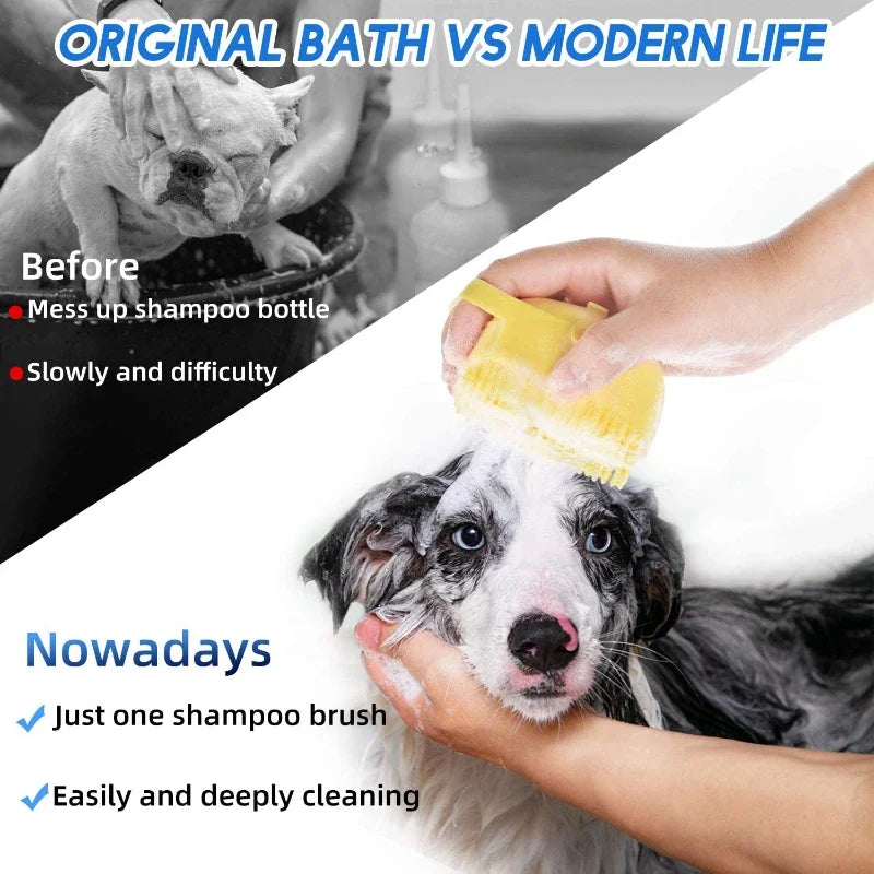 Pet Dog Shampoo Brush 2.7oz 80ml Cat Massage Comb Grooming Scrubber  for Bathing Short Hair Soft Silicone Rubber - Boutique Gadgets