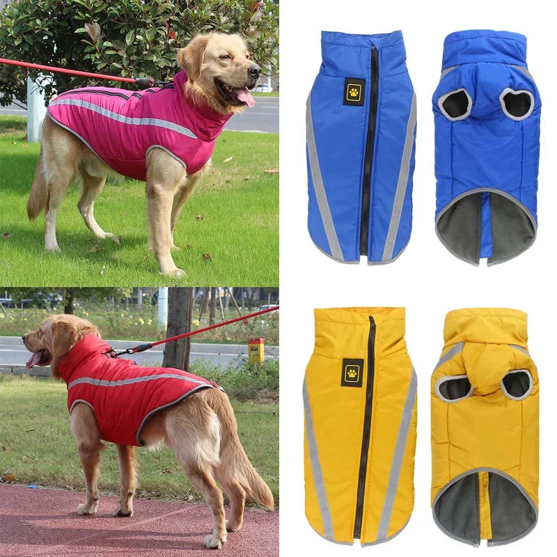 Waterproof Dog Clothes for Large Dogs Winter Warm Big Dog Jackets Padded Fleece Pet Coat Safety Reflective Design Dog Clothing Boutique Gadgets