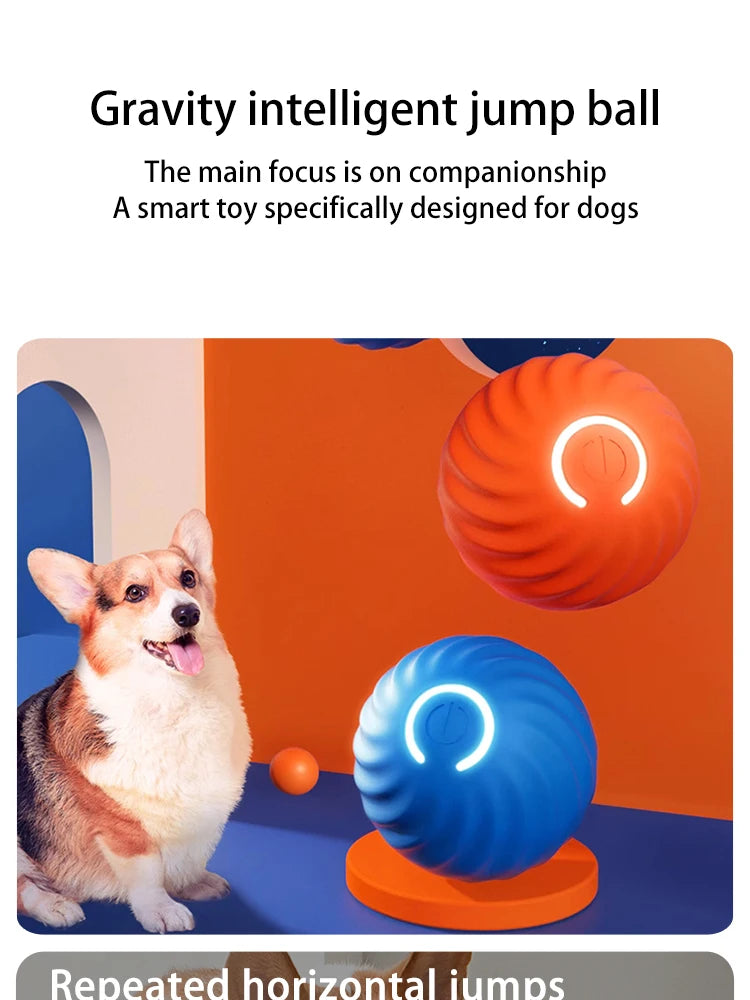 Dog Toys Intelligent Gravity Jump Ball Rechargeable Bite-Resistant Rolling Ball Cat And Dog Chase Interactive Pet Toys Boutique Gadgets