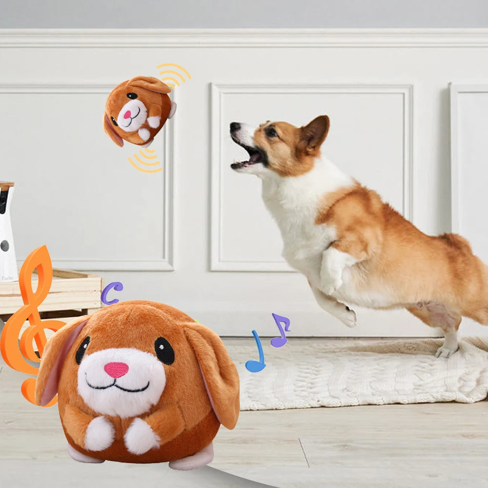 Plush Automatic Bouncing Toys Bite Resistant Music Vibration Bouncing Ball Talking Self-Moving for Dog Indoor Playing Boutique Gadgets