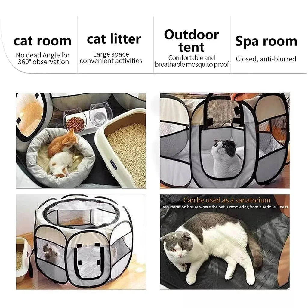 Portable Foldable Cat Tent Cat House Portable Folding Outdoor Travel Pet Tent Cat/Dog Cage Easy Operation Large Cat/Dog Fences Boutique Gadgets