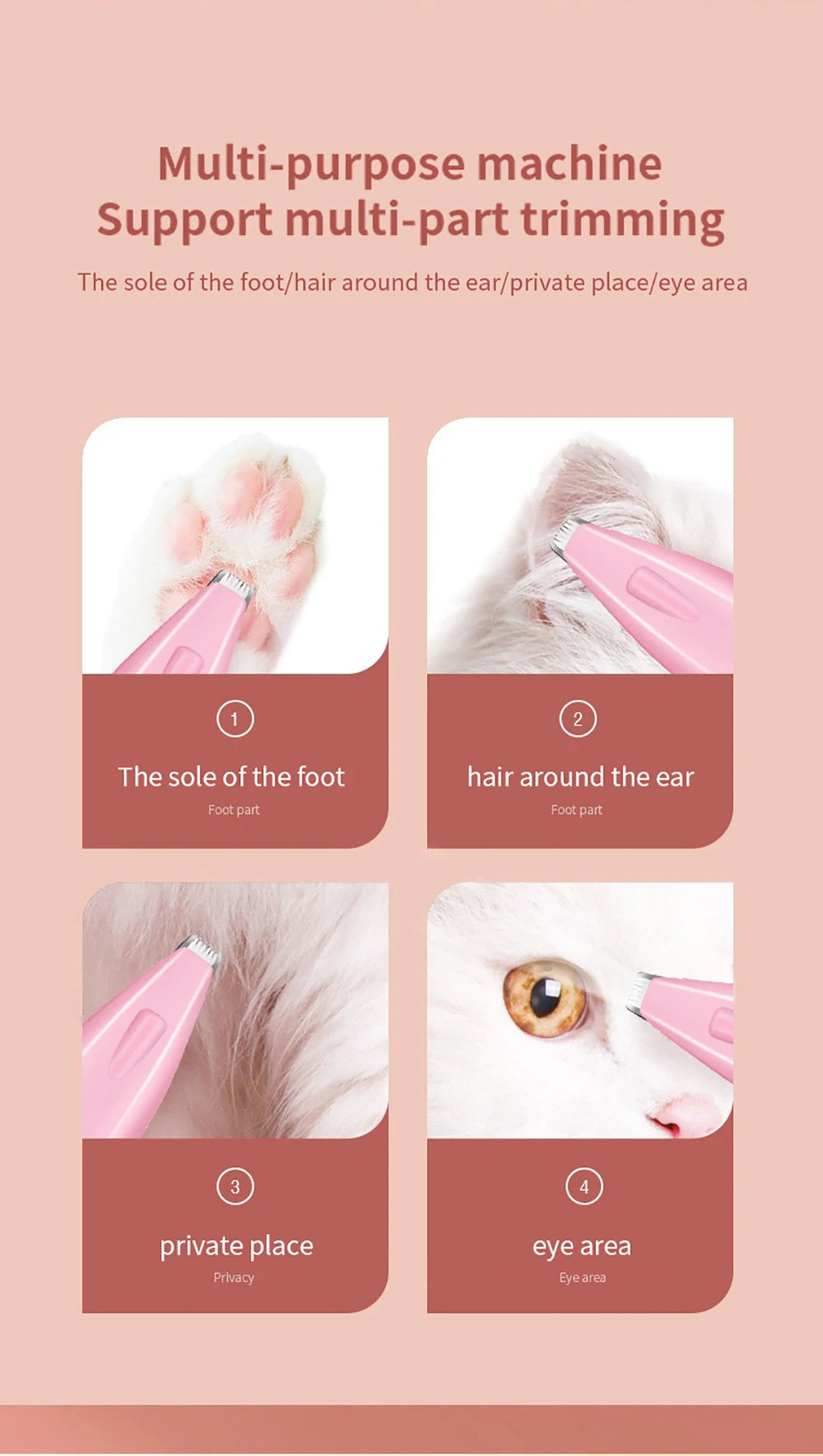 Dog Hair Trimmer Electric Dog Cutter Professional Pet Foot Hair Trimmer Cat Grooming Hairdresser Scissors Butt Ear Pedicator Boutique Gadgets